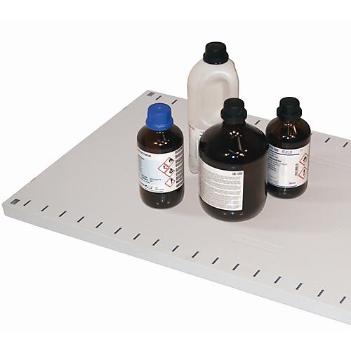 Fachboden Standard für asecos Chemikalienschränke der CS und CX Serie, Stahlblech, lichtgrau, B 748 x T 492 x H 30 mm, bis 60 kg