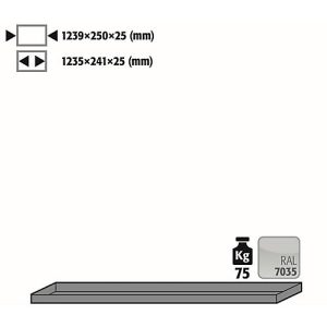Fachboden Standard für asecos Druckgasflaschenschränke, Stahlblech, lichtgrau, B 1239 x T 250 x H 25 mm, bis 75 kg Fachboden Standard für asecos Druckgasflaschenschränke, Stahlblech, lichtgrau, B 1239 x T 250 x H 25 mm, bis 75 kg