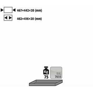 Fachboden Standard für asecos Sicherheitsschränke der UB90 Serie, Stahlblech, lichtgrau, B 467 x T 422 x H 20 mm, bis 30 kg Fachboden Standard für asecos Sicherheitsschränke der UB90 Serie, Stahlblech, lichtgrau, B 467 x T 422 x H 20 mm, bis 30 kg