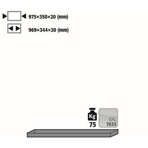 Fachboden Standard für asecos Sicherheitsschränke der UB90 Serie, Stahlblech, lichtgrau, B 975 x T 350 x H 20 mm, bis 30 kg Fachboden Standard für asecos Sicherheitsschränke der UB90 Serie, Stahlblech, lichtgrau, B 975 x T 350 x H 20 mm, bis 30 kg