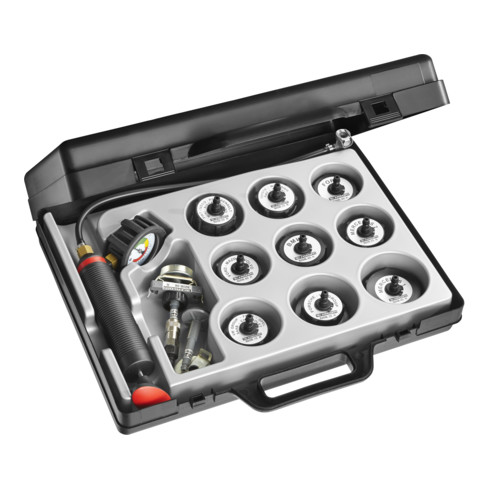 Facom Dichtigkeits-Prüfgerät für Kühlsystem, Adapter Satz im Kunststoffkoffer, 15-tlg.