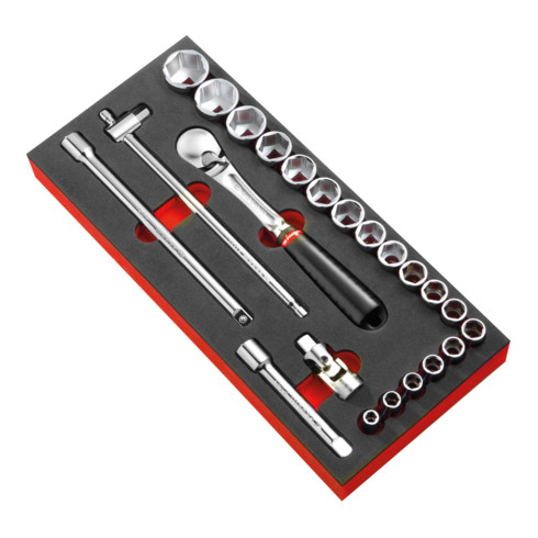 Facom Schaumstoffmodul - Serie 1/2" Antriebselemente, Steckschlüssel, Umschaltknarre 23-tlg.