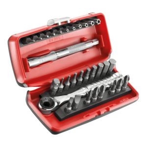 Facom Sortiment 1/4″ – Antriebselemente, Bithalter, Bits Serie 1, Umschaltknarre ultrakompakter Kasten, 41-tlg. Facom Sortiment 1/4″ – Antriebselemente, Bithalter, Bits Serie 1, Umschaltknarre ultrakompakter Kasten, 41-tlg.