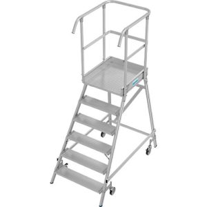 Fahrbare Podestleiter Krause Stabilo Professional, einseitig begehbar, 1×6 Stufen, 600 x 700 mm Plattform, 3450 mm Arbeitshöhe Fahrbare Podestleiter Krause Stabilo Professional, einseitig begehbar, 1×6 Stufen, 600 x 700 mm Plattform, 3450 mm Arbeitshöhe