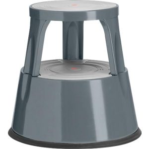 Fahrbarer Rolltritthocker, rutschfester Gummibelag, H 410 x ø 433/283 mm, bis 150 kg, basaltgrau Fahrbarer Rolltritthocker, rutschfester Gummibelag, H 410 x ø 433/283 mm, bis 150 kg, basaltgrau