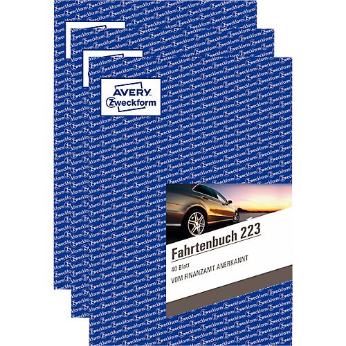 Fahrtenbuch-Sparpack Avery® Zweckform 223-3 für PKW, A5, 3 Formularbücher á 80 Seiten für je 858 Fahrten, Inhalt 3 x 40 Blatt