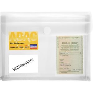 Fahrzeugschein Tasche FolderSys, A5, 3 Taschen, Querfalte, Klettverschluss, Polypropylen transparent, 10 Stück Fahrzeugschein Tasche FolderSys, A5, 3 Taschen, Querfalte, Klettverschluss, Polypropylen transparent, 10 Stück