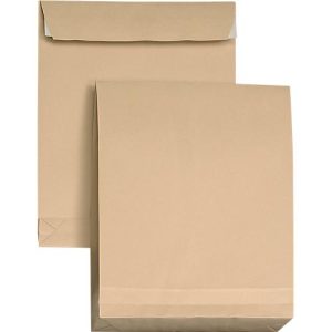 Faltentaschen, DIN C4, braun, haftklebend, ohne Fenster, 5 Stück Faltentaschen, DIN C4, braun, haftklebend, ohne Fenster, 5 Stück
