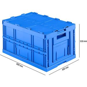 Faltkasten im EURO-Maß FK E-D-6320-2, mit Deckel, 64 l, blau Faltkasten im EURO-Maß FK E-D-6320-2, mit Deckel, 64 l, blau