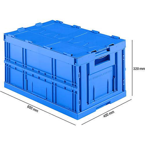 Faltkasten im EURO-Maß FK E-D-6320-2, mit Deckel, 64 l, blau