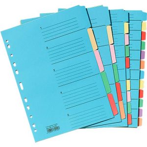 Farbiges Kartonregister, einzeln, für DIN A4, 10 Fächer Farbiges Kartonregister, einzeln, für DIN A4, 10 Fächer