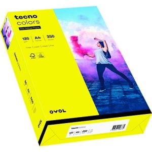 Farbiges Kopierpapier tecno colors, DIN A4, 120 g/m², gelb, 1 Paket = 250 Blatt Farbiges Kopierpapier tecno colors, DIN A4, 120 g/m², gelb, 1 Paket = 250 Blatt