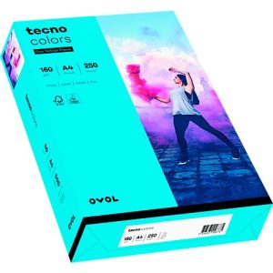 Farbiges Kopierpapier tecno colors, DIN A4, 160 g/m², blau, 1 Paket = 250 Blatt Farbiges Kopierpapier tecno colors, DIN A4, 160 g/m², blau, 1 Paket = 250 Blatt