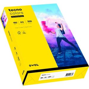 Farbiges Kopierpapier tecno colors, DIN A4, 160 g/m², intensivgelb, 1 Paket = 250 Blatt Farbiges Kopierpapier tecno colors, DIN A4, 160 g/m², intensivgelb, 1 Paket = 250 Blatt