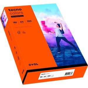 Farbiges Kopierpapier tecno colors, DIN A4, 160 g/m², intensivorange, 1 Paket = 250 Blatt Farbiges Kopierpapier tecno colors, DIN A4, 160 g/m², intensivorange, 1 Paket = 250 Blatt