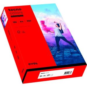 Farbiges Kopierpapier tecno colors, DIN A4, 160 g/m², intensivrot, 1 Paket = 250 Blatt Farbiges Kopierpapier tecno colors, DIN A4, 160 g/m², intensivrot, 1 Paket = 250 Blatt