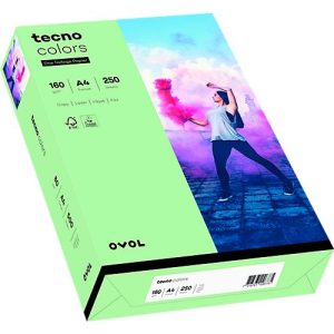Farbiges Kopierpapier tecno colors, DIN A4, 160 g/m², mittelgrün, 1 Paket = 250 Blatt Farbiges Kopierpapier tecno colors, DIN A4, 160 g/m², mittelgrün, 1 Paket = 250 Blatt