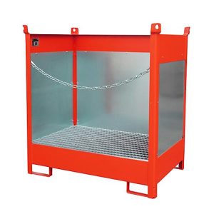Fass-Stapelpalette Bauer FSP-2 G, Spritzschutzwand 3-seitig, Kap. 2 x 200 l Fass, rot Fass-Stapelpalette Bauer FSP-2 G, Spritzschutzwand 3-seitig, Kap. 2 x 200 l Fass, rot