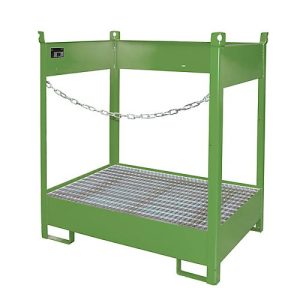 Fass-Stapelpalette Bauer FSP-2, seitlich offen, für 2 x 200 l Fass, grün Fass-Stapelpalette Bauer FSP-2, seitlich offen, für 2 x 200 l Fass, grün