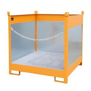 Fass-Stapelpalette Bauer FSP-4 G, Spritzschutzwand 3-seitig, Kap. 4 x 200 l Fässer, orange Fass-Stapelpalette Bauer FSP-4 G, Spritzschutzwand 3-seitig, Kap. 4 x 200 l Fässer, orange