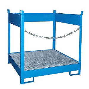 Fass-Stapelpalette Bauer FSP-4, seitlich offen, für 4 x 200 l Fass, blau Fass-Stapelpalette Bauer FSP-4, seitlich offen, für 4 x 200 l Fass, blau