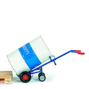 Fasskarre mit 2 Stützrädern, Vollgummiräder, für 200 l Stahlblechfass mit Rand Fasskarre mit 2 Stützrädern, Vollgummiräder, für 200 l Stahlblechfass mit Rand