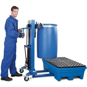 Fasslifter asecos, mit Fusspumpe, B 830 x H x 1605 x T 1140 mm, Hubbereich 120 – 520 mm, Fahrwerk schmal Fasslifter asecos, mit Fusspumpe, B 830 x H x 1605 x T 1140 mm, Hubbereich 120 – 520 mm, Fahrwerk schmal
