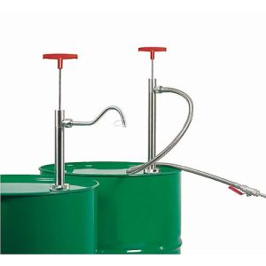 Fasspumpe, 0,35 l/Hub, Edelstahl, Eintauchtiefe 570 mm, abschraubbarer Auslaufbogen, für entzündbare Flüssigkeiten Fasspumpe, 0,35 l/Hub, Edelstahl, Eintauchtiefe 570 mm, abschraubbarer Auslaufbogen, für entzündbare Flüssigkeiten
