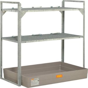 Fassregal Typ 360, für 6 Fässer à 60 l, 2 Gitterrostebenen, 6 Fassauflagen & GFK-Auffangwanne für 150 l Fassregal Typ 360, für 6 Fässer à 60 l, 2 Gitterrostebenen, 6 Fassauflagen & GFK-Auffangwanne für 150 l