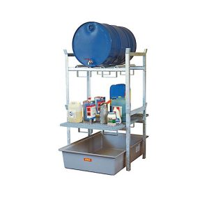 Fassregal Typ 400 Variante 3 CEMO, Auffangwanne, Fass- und Gitterrostauflage, L 990 x B 1280 x H 1620 mm Fassregal Typ 400 Variante 3 CEMO, Auffangwanne, Fass- und Gitterrostauflage, L 990 x B 1280 x H 1620 mm
