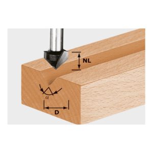Festool V-Nutfräser HW Schaft 8 mm HW S8 D14/7/90° Festool V-Nutfräser HW Schaft 8 mm HW S8 D14/7/90°