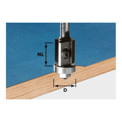 Festool Wendeplatten-Bündigfräser HW Schaft 8 mm D19/20WM Z2 (mit Anlaufkugellager)