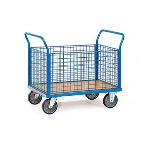 fetra Gitter-Vierwandwagen, mit Total Stop, Stahl, blau, L 1030 x B 509 x H 958 mm, bis 500 kg fetra Gitter-Vierwandwagen, mit Total Stop, Stahl, blau, L 1030 x B 509 x H 958 mm, bis 500 kg