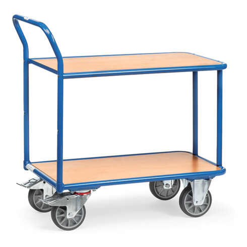 fetra Tischwagen 2602, Tragkraft 400kg TPE-Reifen, 2 Etagen, 1 Schiebebügel