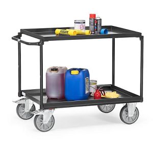 fetra Tischwagen „Grey Edition“, Stahl, anthrazitgrau, mit Wannen, 2 Etagen, L 1171 x B 700 x H 910 mm, bis 400 kg fetra Tischwagen „Grey Edition“, Stahl, anthrazitgrau, mit Wannen, 2 Etagen, L 1171 x B 700 x H 910 mm, bis 400 kg