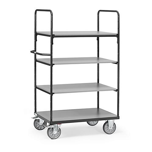 fetra Tischwagen „Grey Edition“, Stahl, anthrazitgrau, mit Wannen, 3 Etagen, L 1021 x B 500 x H 870 mm, bis 400 kg