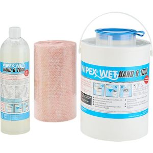 Feuchttuchspender Starterset WIPEX Hand and Tool, wiederbefüllbar, Spender, Rolle mit 120 Tüchern, Reiniger 1000 ml