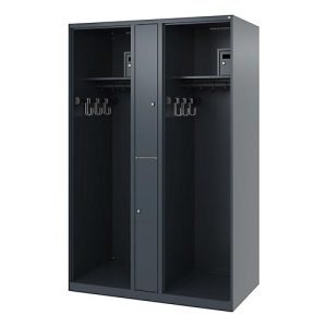 Feuerwehrspind C+P Evolo Maxi, 4 Abteile für 2 Personen, ohne Helmhalter, Bodengleiter, B 1200 x T 500 x H 1850 mm, RAL 7016 Anthrazitgrau