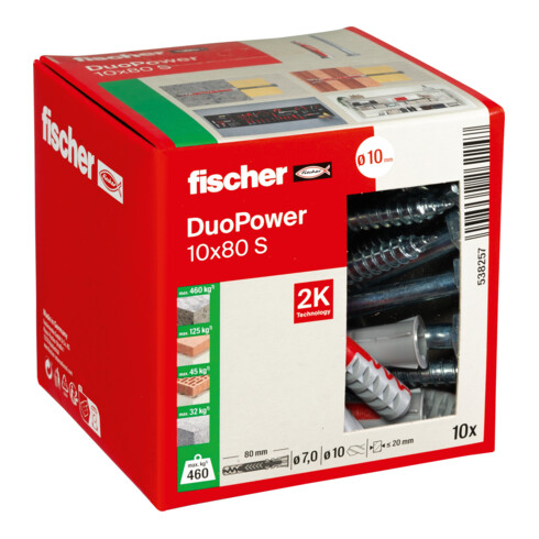fischer Dübel DuoPower 10x80 S LD