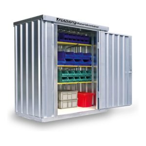 FLADAFI® Materialcontainer MC 1100 Verzinkt, zerlegt mit Holzfußboden FLADAFI® Materialcontainer MC 1100 Verzinkt, zerlegt mit Holzfußboden