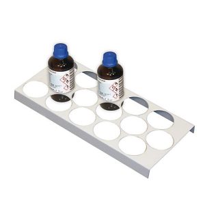 Flaschengestell für asecos Sicherheitsschränke der UB90 und UB30 Serie, Stahlblech, lichtgrau, B 210 x T 440 x H 30 mm, für 15 Flaschen mit Ø 70 mm Flaschengestell für asecos Sicherheitsschränke der UB90 und UB30 Serie, Stahlblech, lichtgrau, B 210 x T 440 x H 30 mm, für 15 Flaschen mit Ø 70 mm