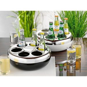 Flaschenkühler PURE, rund, für bis zu 6 Flaschen mit 0,2-0,33 l, Kühlakku, Kunststoff, silber-schwarz Flaschenkühler PURE, rund, für bis zu 6 Flaschen mit 0,2-0,33 l, Kühlakku, Kunststoff, silber-schwarz