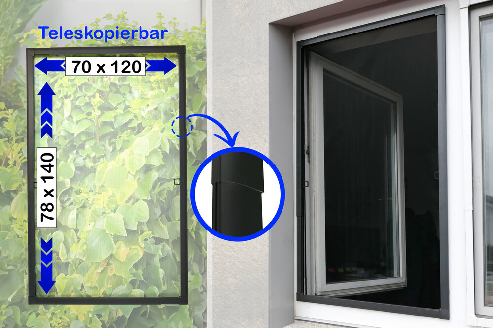 Zgonc Insekten-Klappfenster 120 x 140 mm anthrazit