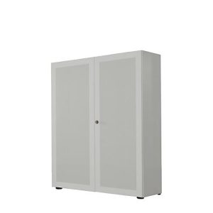 Flügeltürenschrank, 2-türig, Akustikfront, 1000 x 1930 mm, 5 OH, silber Flügeltürenschrank, 2-türig, Akustikfront, 1000 x 1930 mm, 5 OH, silber