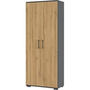 Flügeltürenschrank Profi 2.0, aus Holz, 5 Fächer in OH, B 800 x T 400 x H 2000 mm, Grandson Eiche/graphit Flügeltürenschrank Profi 2.0, aus Holz, 5 Fächer in OH, B 800 x T 400 x H 2000 mm, Grandson Eiche/graphit