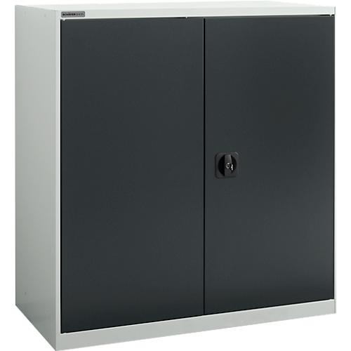 Flügeltürenschrank Schäfer Shop Select MS-i 12409, Stahlblech, B 950 x T 400 x H 1215 mm, 3 OH, Lichtgrau/Anthrazitgrau, bis 150 kg
