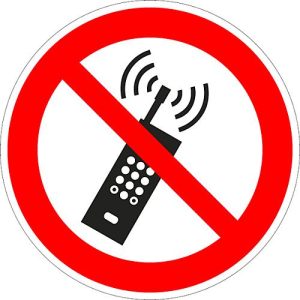 Folie ‚Eingeschaltete Mobiltelefone verboten‘, 5 Stück Folie ‚Eingeschaltete Mobiltelefone verboten‘, 5 Stück