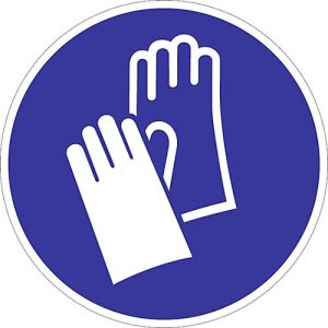 Folie ‚Schutzhandschuhe benutzen‘ Folie ‚Schutzhandschuhe benutzen‘
