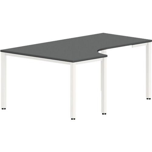 Freiformtisch NEVADA, B 1800 x T 1200/800 x H 740 mm, quadratisch, dunkegrau/weiß