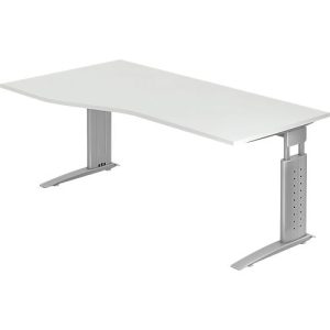 Freiformtisch TARVIS, B 1800 x T 800/1000 x H 680-860 mm, Gestell silber, lichtgrau Freiformtisch TARVIS, B 1800 x T 800/1000 x H 680-860 mm, Gestell silber, lichtgrau